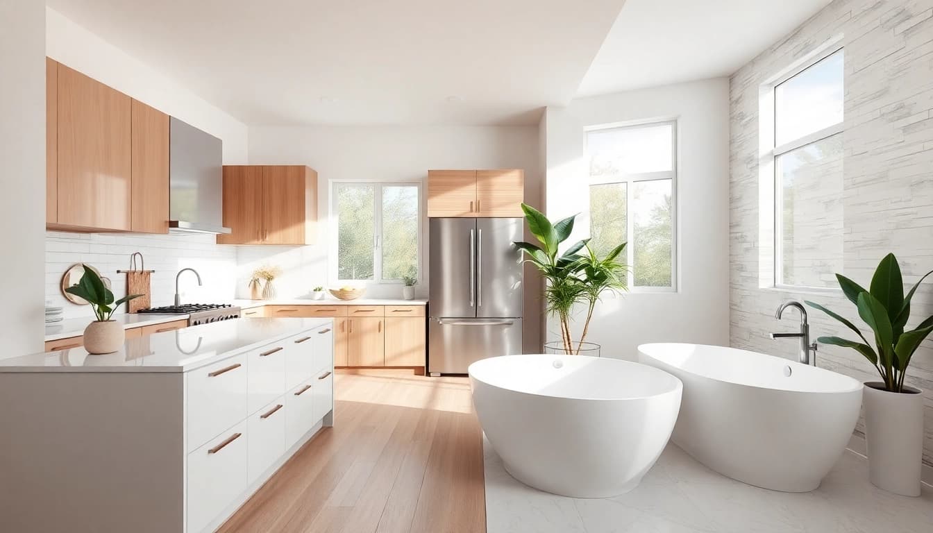 Stunning kitchen and bathroom renovation showcasing modern design elements and luxurious finishes.