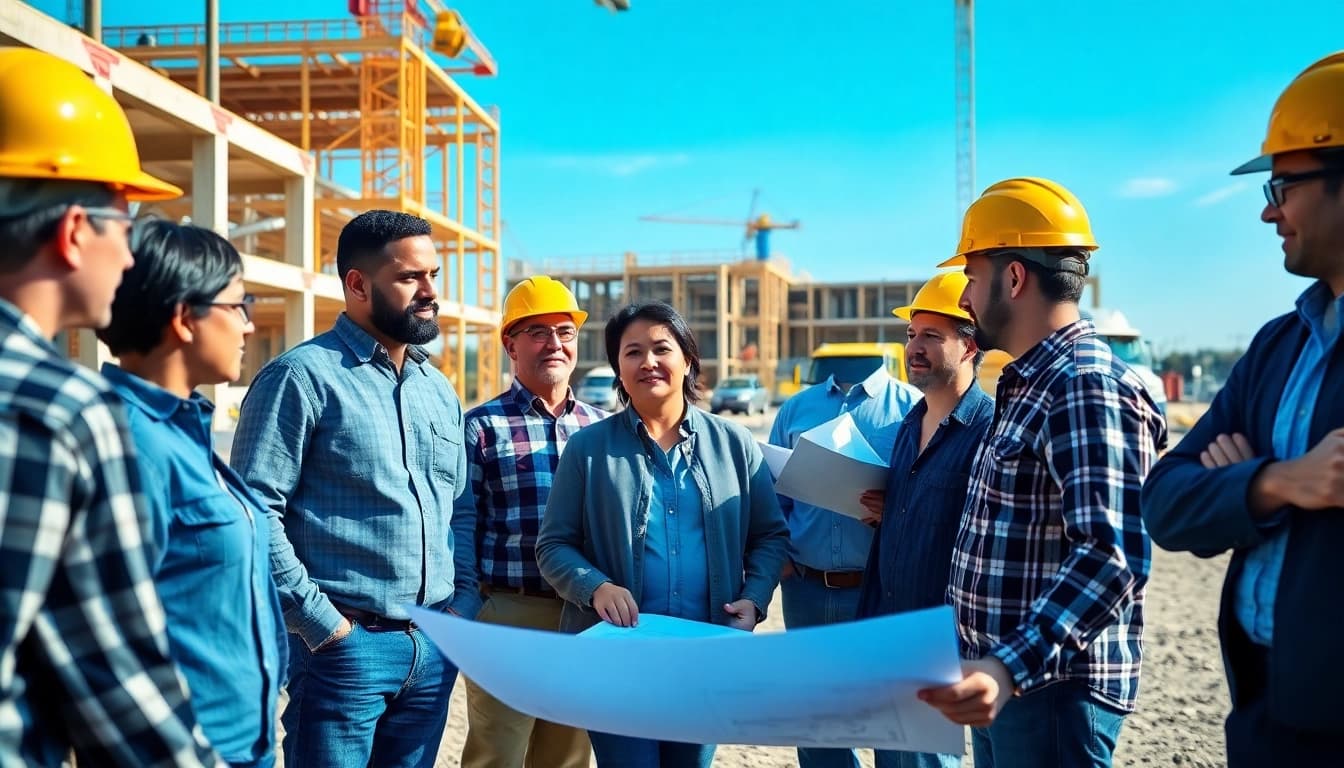 New Jersey Commercial General Contractor overseeing a construction project with a team of professionals.