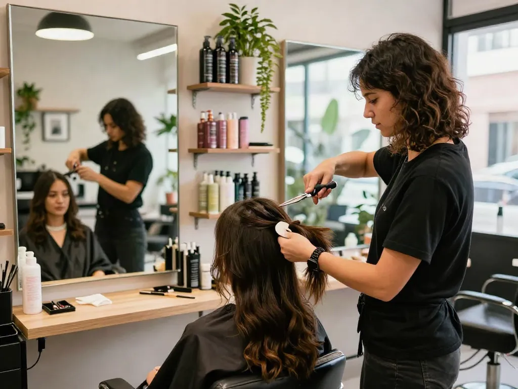 Best tape in extensions for beginners applied by expert stylist in modern salon setting.