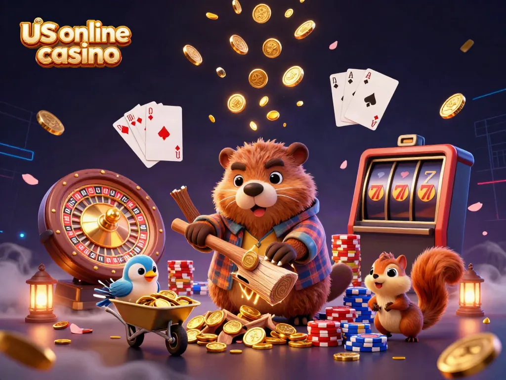Experience the thrill of the us online casino with vibrant characters and dynamic gaming elements in this 3D scene.
