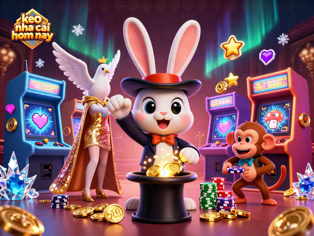 Engage with keo nha cai hom nay in a vibrant 3D casino scene full of fun elements and magical characters.