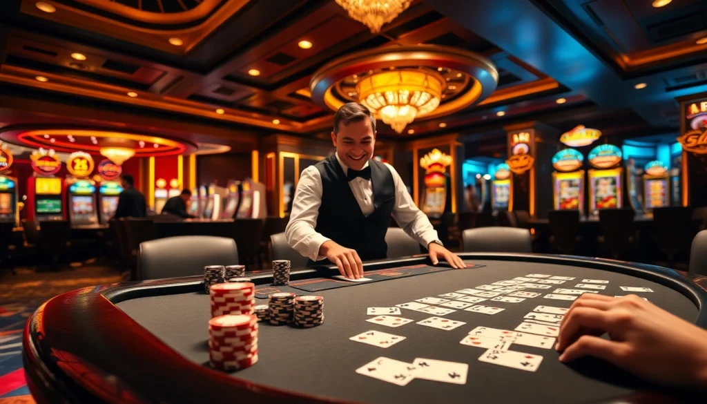 Experience the thrill of UU88 with an exciting casino scene featuring poker and roulette.