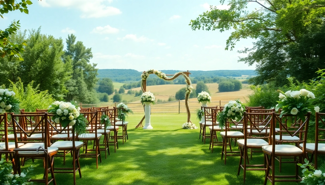 Stunning Clarksburg wedding venues showcased with elegant outdoor setup and lush greenery.
