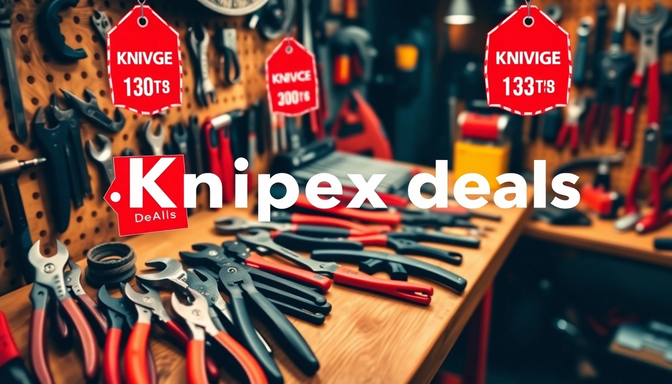 Knipex deals featuring premium pliers and tools showcased on a workshop workbench.