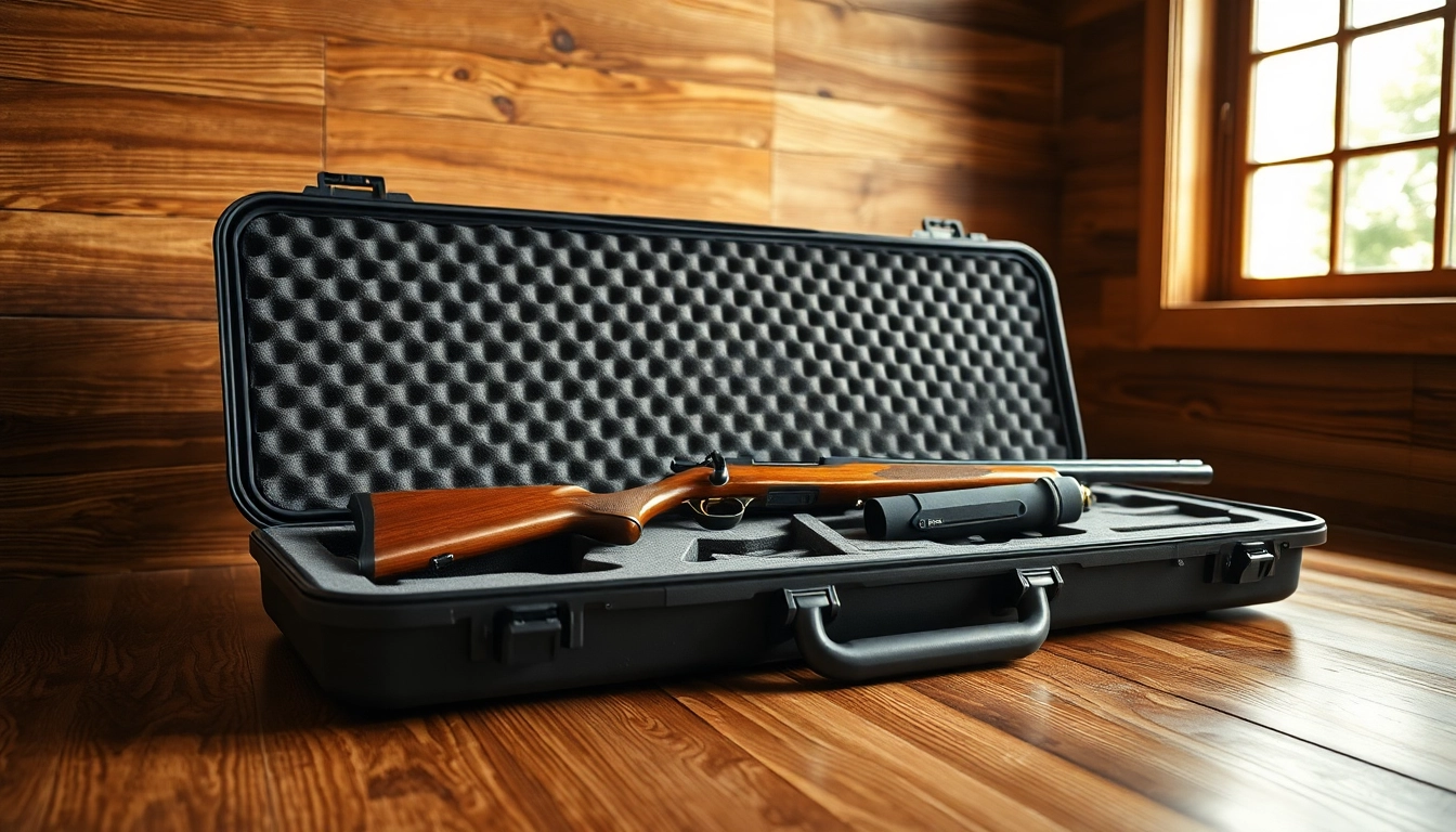 Foam for rifle case featuring precision cuts on a wooden background.