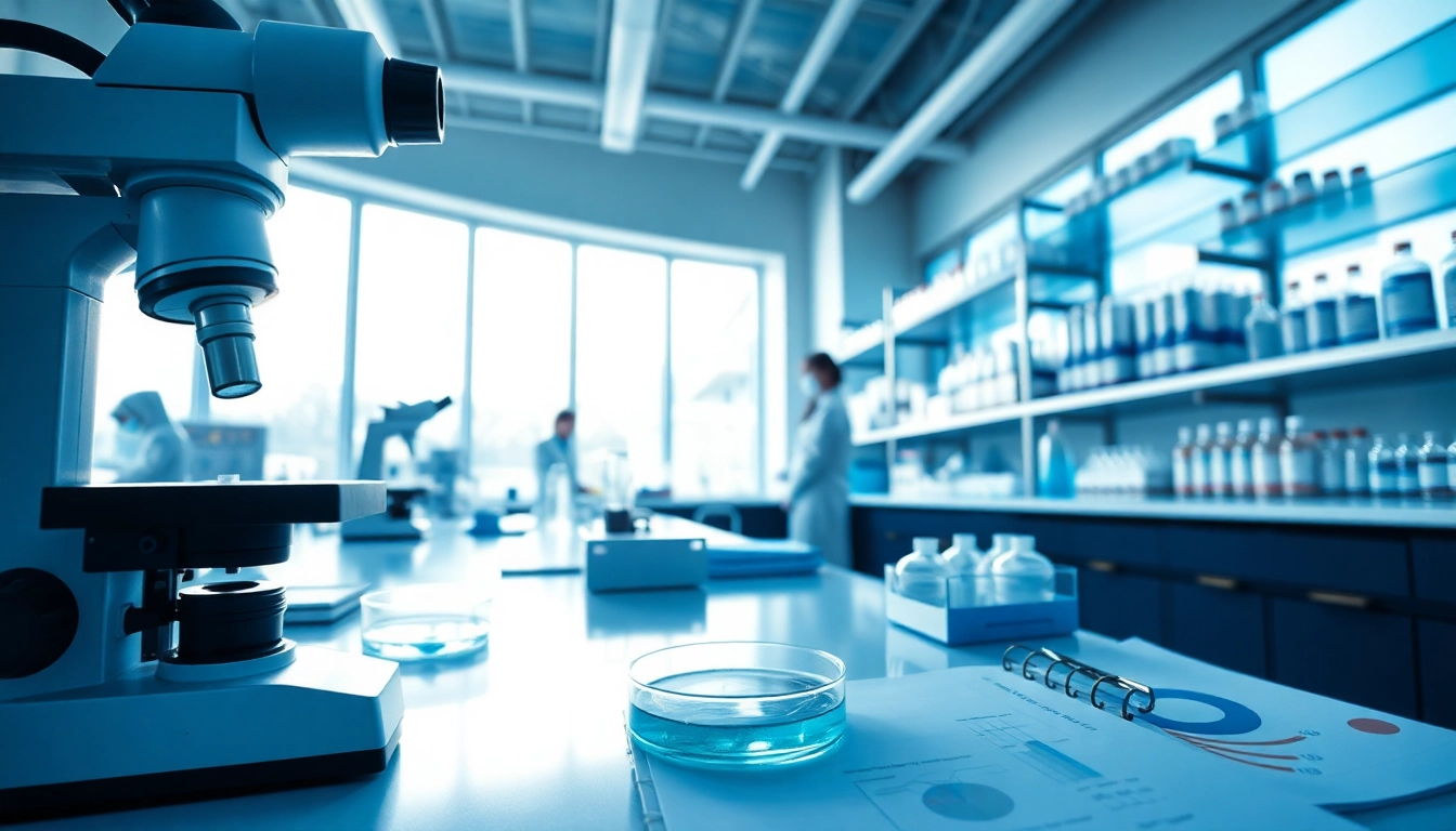 Hydro Research lab scene with scientists working on peptide analysis and samples.