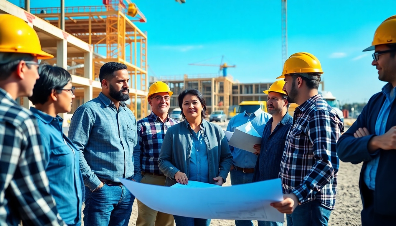 New Jersey Commercial General Contractor overseeing a construction project with a team of professionals.